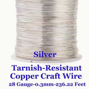 Wire Tarnish-Resistant Copper Craft Wire- 28 Gauge-0.3mm-236.22 Feet / Silvery